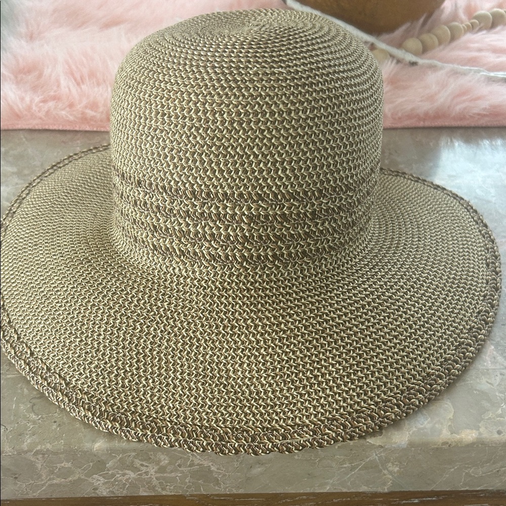 Women's Wide Brim Straw Sun Hat - Beige by Nine West
